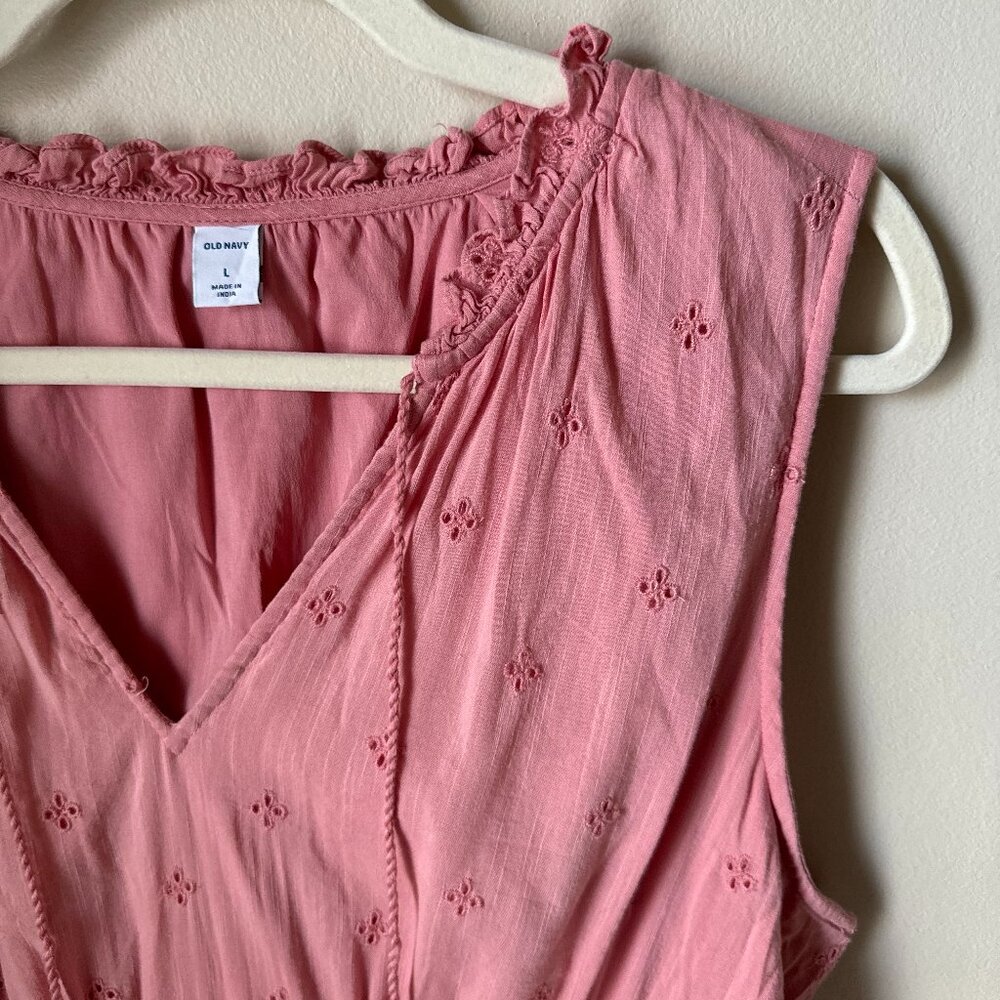 Old Navy Pink High-Low Eyelet Summer Dress
